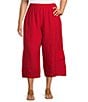 Bryn Walker Plus Size Casbah Light Linen Wide-Leg Cropped Pull-On Pants, Color:Kirsch - Image 1