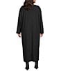 Bryn Walker Plus Size Connor Ponti Round Neck Long Sleeve A-Line Maxi Dress, Color:Black - Image 2