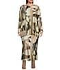 Bryn Walker Plus Size Coordinating Dimitri Arroyo Stretch Knit Drape Boat Neck Long Dolman Sleeve Top, Color:Arroyo - Image 3