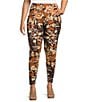 Bryn Walker Plus Size Coordinating Fiori Printed Viscose Jersey Elastic Waist Leggings, Color:Cream - Image 1