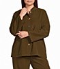 Bryn Walker Plus Size Danuta Mandarin Collar Long Wide Sleeve Button-Front Corduroy Jacket - Image 1