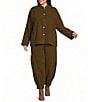 Bryn Walker Plus Size Danuta Mandarin Collar Long Wide Sleeve Button-Front Corduroy Coordinating Jacket - Image 3