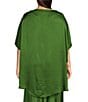 Bryn Walker Bryn Walker Plus Size Coordinating Debo Viscose Satin Drape Boat Neck Cap Sleeve High-Low Tunic, Color:Oregano - Image 2
