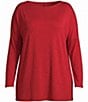 Bryn Walker Plus Size Dimitri Grey French Terry Draped Neck Long Dolman Sleeve Oversized Tunic - Image 5