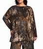 Bryn Walker Plus Size Dimitri Jersey Knit Abstract Print Draped Neck Long Dolman Sleeve Oversized Coordinating Tunic - Image 1