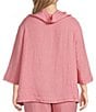 Color:Primrose - Image 2 - Plus Size Etta Light Linen Cowl Neck 3/4 Sleeve Coordinating Oversized Shirt