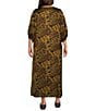 Bryn Walker Plus Size Feather Print Round Neck 3/4 Sleeve Oversized Dress - Image 2