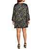Bryn Walker Plus Size Feather Print Round Neck Long Ruffle Bell Sleeve Tunic - Image 2
