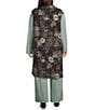 Bryn Walker Plus Size Oversized Floral Print Bamboo Fleece Shawl Collar Sleeveless Wrap Vest, Color:Thyme - Image 2