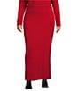 Bryn Walker Plus Size French Terry Flat Front Pencil Midi Skirt, Color:Jester - Image 1