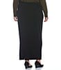 Color:Black - Image 2 - Plus Size French Terry Knit Long Pencil Skirt