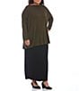 Color:Black - Image 3 - Plus Size French Terry Knit Long Pencil Skirt