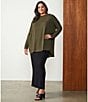 Color:Black - Image 5 - Plus Size French Terry Knit Long Pencil Skirt