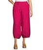 Color:Lantana - Image 1 - Plus Size Genie Light Linen Balloon Pull-On Cropped Pants