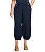 Color:Dewberry - Image 1 - Plus Size Genie Light Linen Balloon Pull-On Cropped Pants