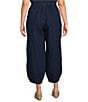 Color:Dewberry - Image 2 - Plus Size Genie Light Linen Balloon Pull-On Cropped Pants