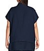 Color:Dewberry - Image 2 - Plus Size Greta Light Linen Mock Neck Cap Sleeve Patch Pocket Vest