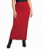 Bryn Walker Plus Size Grey French Terry Midi Slim Pull-On Pencil Skirt - Image 1