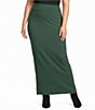 Bryn Walker Plus Size Grey French Terry Midi Slim Pull-On Pencil Skirt - Image 6
