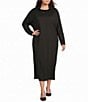 Bryn Walker Plus Size Ilse Modal Ponti Mock Neck Long Dolman Sleeve Midi Dress - Image 1