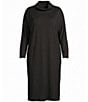 Bryn Walker Plus Size Ilse Modal Ponti Mock Neck Long Dolman Sleeve Midi Dress - Image 4