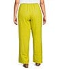 Color:Quince - Image 2 - Plus Size Light Linen Wide-Leg Pintuck Detail Coordinating Pull-On Ankle Pants