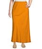 Color:Ursinia - Image 1 - Plus Size Long Bias Elastic Waist Coordinating A-Line Pull-On Skirt