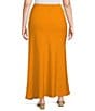 Color:Ursinia - Image 2 - Plus Size Long Bias Elastic Waist Coordinating A-Line Pull-On Skirt