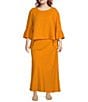 Color:Ursinia - Image 3 - Plus Size Long Bias Elastic Waist Coordinating A-Line Pull-On Skirt