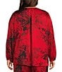 Bryn Walker Plus Size Lucinda Satin Woven Abstract Grunge Pattern Round Neck Long Dolman Sleeve High-Low Hem Coordinating Shirt - Image 2