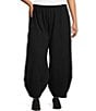 Color:Black - Image 1 - Plus Size Oliver Cotton Jersey Lantern Leg Oversized Pull-On Coordinating Pants
