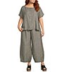 Bryn Walker Plus Size Oliver Cross-Dyed Linen Elastic Waist Lantern Pants - Image 3