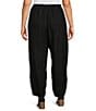 Bryn Walker Plus Size Olivier Light Linen Wide Leg Ankle Lantern Coordinating Pull-On Pants, Color:Black - Image 3