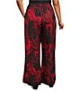 Bryn Walker Plus Size Osca Giardino Print Satin Elastic Waist Coordinating Wide Leg Pants, Color:Jester - Image 2
