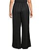 Bryn Walker Plus Size Osca Satin Elastic Waist Wide Leg Pants, Color:Black - Image 2