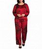 Bryn Walker Plus Size Osca Satin Woven Encanto Print Wide Leg Pull-On Coordinating Pants - Image 3