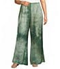 Bryn Walker Plus Size Osca Verde Printed Satin Elastic Waist Wide Leg Pants - Image 1