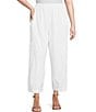 Color:White - Image 1 - Plus Size Pasha Cotton Jersey Wide-Leg Pull-On Cropped Pants