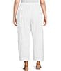 Color:White - Image 2 - Plus Size Pasha Cotton Jersey Wide-Leg Pull-On Cropped Pants