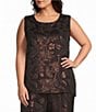 Bryn Walker Plus Size Piro Metallic Floral Jacquard Round Neck Sleeveless Coordinating Tank - Image 1