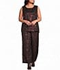 Bryn Walker Plus Size Piro Metallic Floral Jacquard Round Neck Sleeveless Coordinating Tank - Image 3