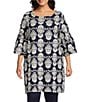 Bryn Walker Plus Size Riviera Tulum Print Round Neck 3/4 Sleeve Tunic - Image 1