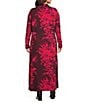 Bryn Walker Plus Size Robin Fiori Printed Viscose Jersey Mock Neck Long Sleeve Midi Dress, Color:Mandevilla - Image 2