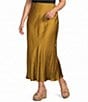 Bryn Walker Plus Size Satin Woven A-Line Bias Pull-On Skirt - Image 1