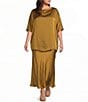 Bryn Walker Plus Size Satin Woven A-Line Bias Pull-On Coordinating Skirt - Image 3