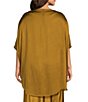 Bryn Walker Plus Size Satin Woven Draped Neck Cap Sleeve Oversized Tunic - Image 2