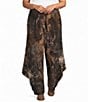Bryn Walker Plus Size Seamus Jersey Knit Abstract Relaxed Draped Side Peaks Pull-On Ankle Coordinating Pants - Image 1