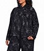 Bryn Walker Plus Size Velvet Chenille Printed Mandarin Collar Long Sleeve Button-Front Coordinating Crop Jacket - Image 1