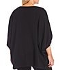 Color:Black - Image 2 - Plus Size Wilder Jersey Crew Neck Elbow Dolman Banded 3/4 Sleeve Tunic
