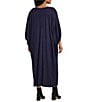 Bryn Walker Plus Size Wilder Modal Ponti Round Neck Elbow Dolman Sleeve Oversized Maxi Dress, Color:Night - Image 4